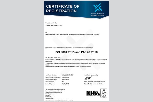 PAS43 & ISO9001 Accredited